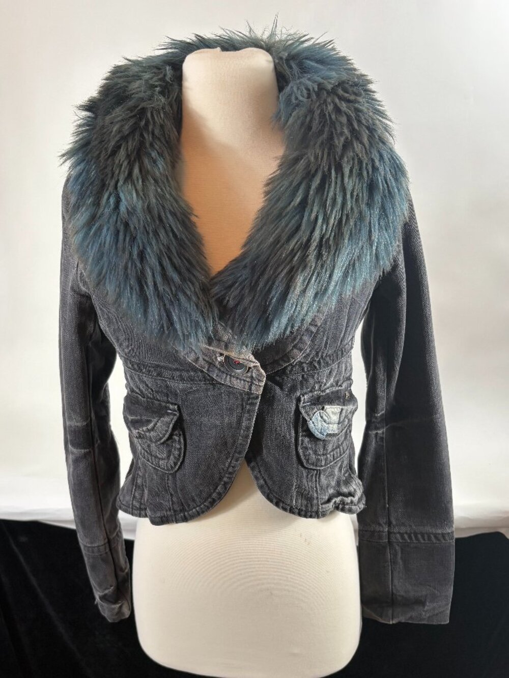 Vintage Miss Sixty Jean Jacket with Removable Faux Fur Collar